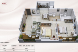  Nyati Era 2 BHK Floor Plan