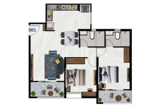 Nyati Equinox 2 BHK Floor Plan